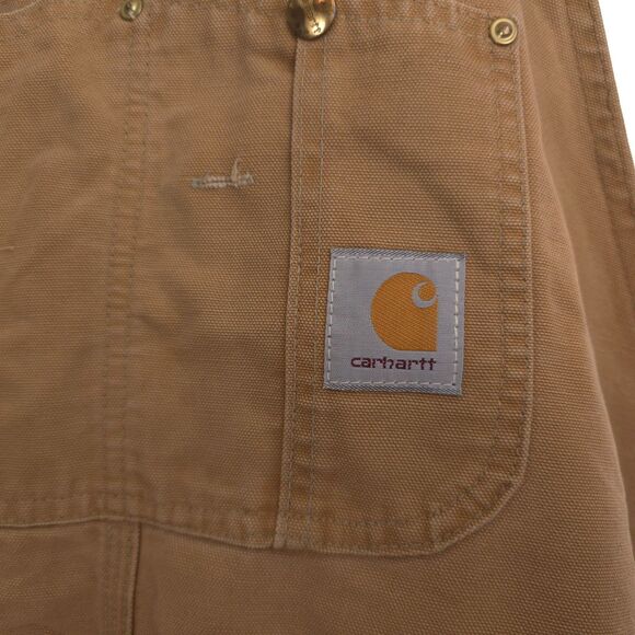 VTG Carhartt Mens 54x30 ? No Size Tag Brown Duck Canvas Bib Overall Double Knee - Picture 5 of 16
